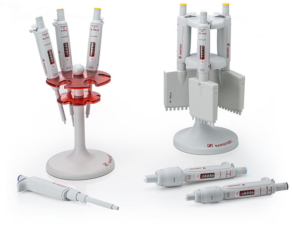 The Sarpette® M is available as a micro-, macro- and multichannel pipette (8- and 12-channel)